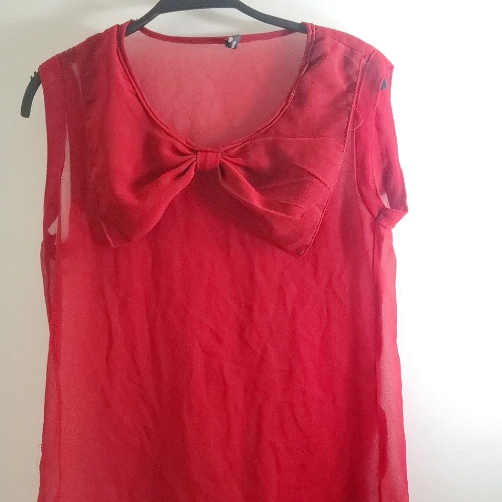 Bright red bow top
